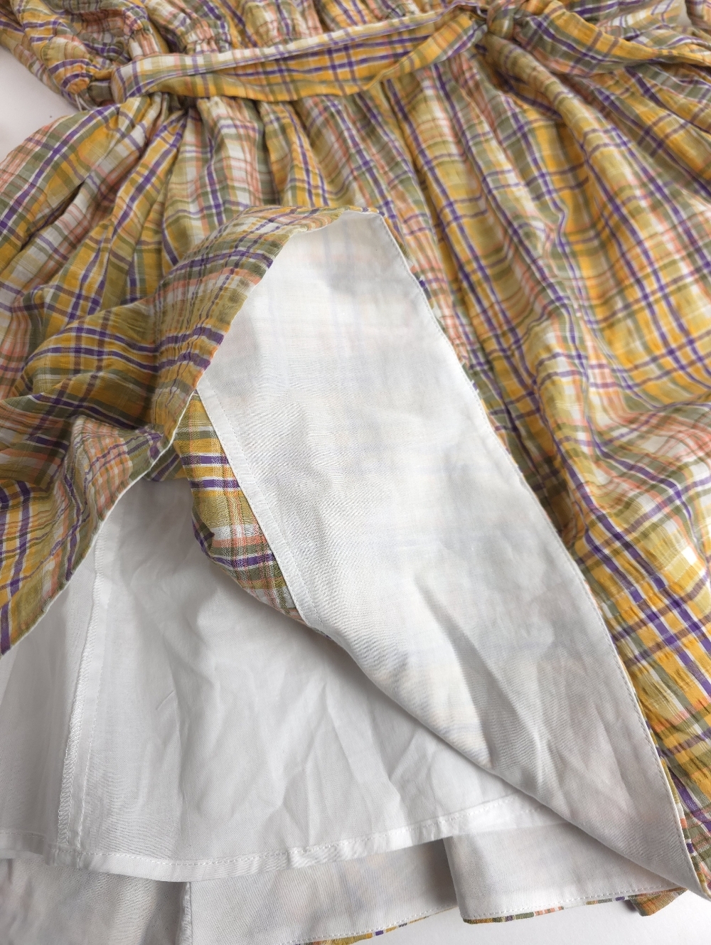 New Tanya Taylor Gorgeous Yellow Plaid Belted Waist Dress Sz 22 - Picture 7 of 15
